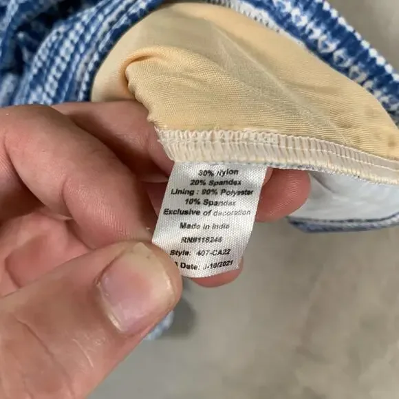 Cabana Life Charleston Tankini‎ Top Womens XS Blue White Embroidered Swim 50+ UV - Picture 8 of 11